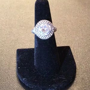 JUDITH RIPKA LARGE ROUND BEZEL & PRONG SET DIAMONIQUE RING